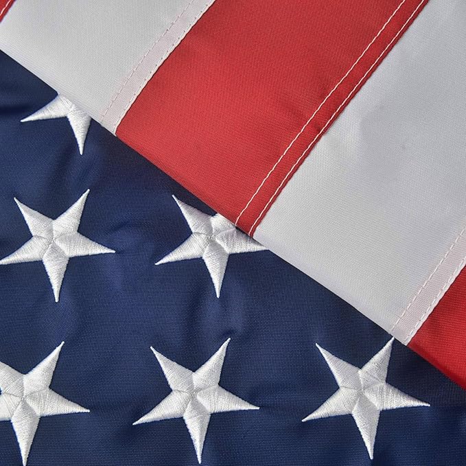 American Flag 5x8 Ft, American Flags for Outside, US USA Flag with Oxford Polyester Material, Vivid Color, Sewn Stripes, Brass Grommets, Embroidered Stars, Indoor/Outdoor for High Wind Use