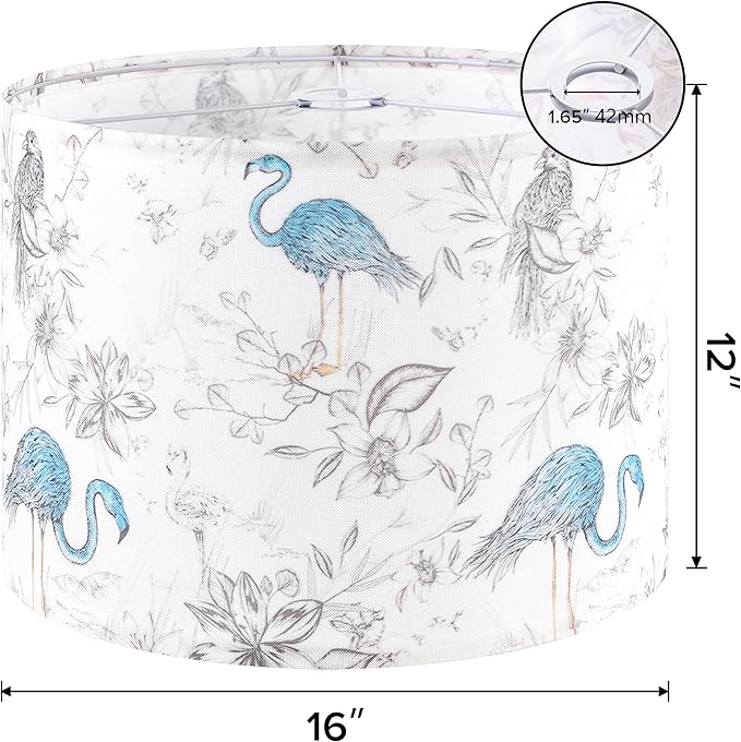 GO&SO 1 Pack Large Drum Lamp Shades Printed Bird Pattern Design, 1.65"Spider