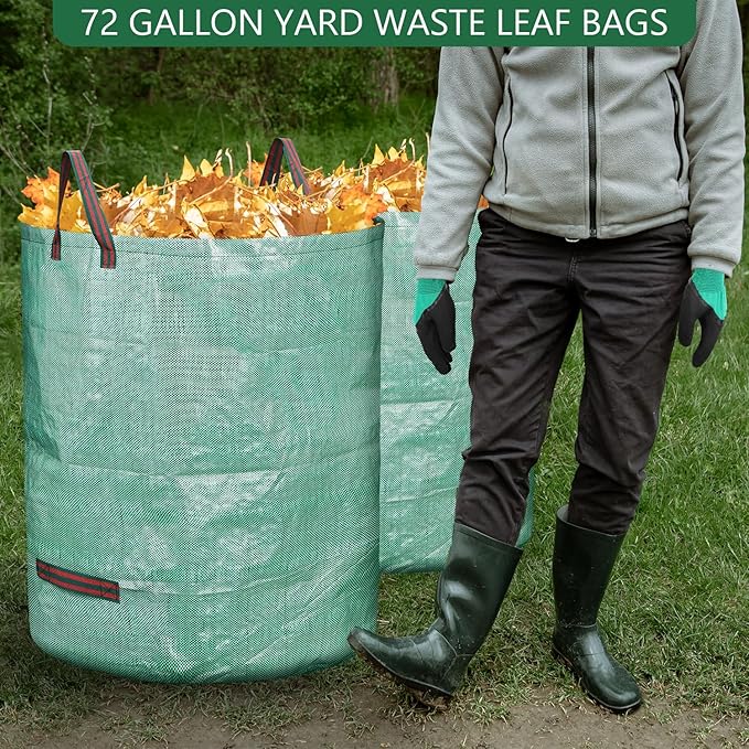 3 Pack 72 Gallon Reusable Yard Waste Bags Heavy Duty Lawn and Leaf Bags Yard Waste Container Garden Grass Bags