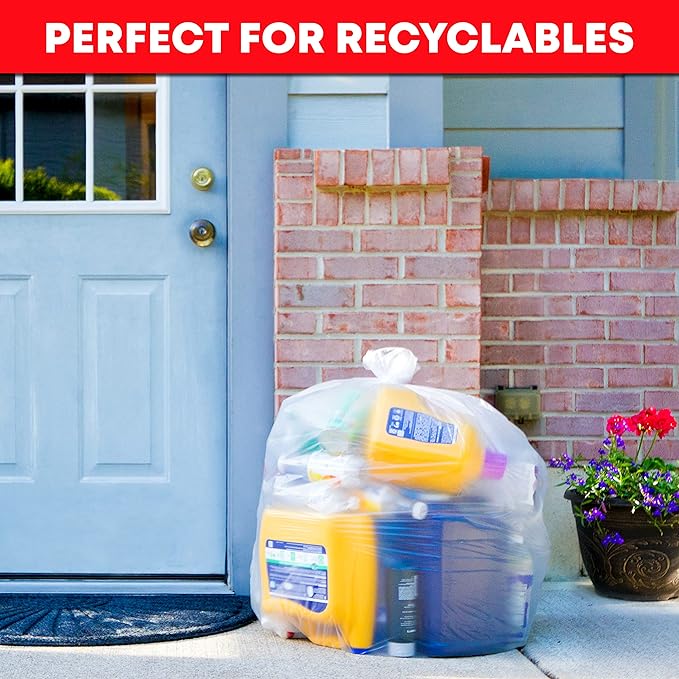 Veska 55-60 Gallon Trash Bags, Large Clear Garbage Bags,150 Bags Bulk Can Liners Perfect for Office, Waste, and Storage Use, Recycling, Yard Waste, and Leaf Collection, Rollaway Bin Liners