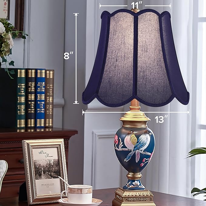 GOSO 13 Inch Medium Blue Wavy Scalloped Lamp Shade