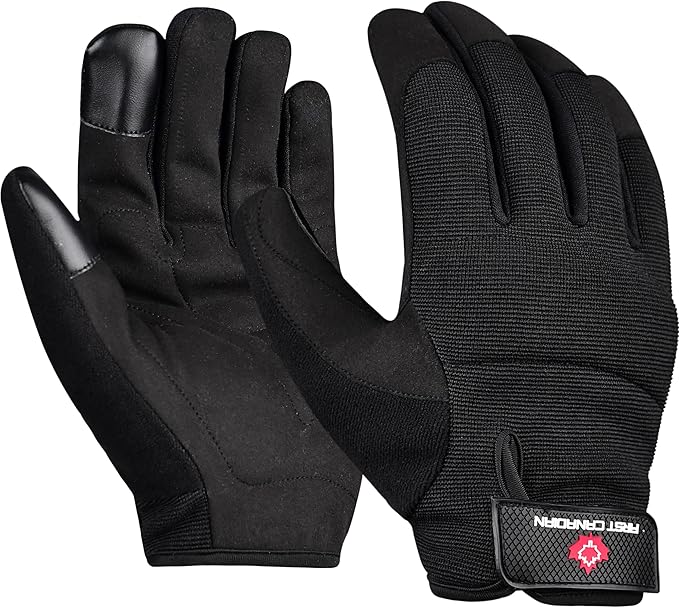 1 Pair Heavy Duty Mechanic Work Gloves for Men & Women – Synthetic Leather Safety Gloves, Puncture Resistant, Durable Utility Gloves for Automotive, Construction, Yard Work & Landscaping (XL)
