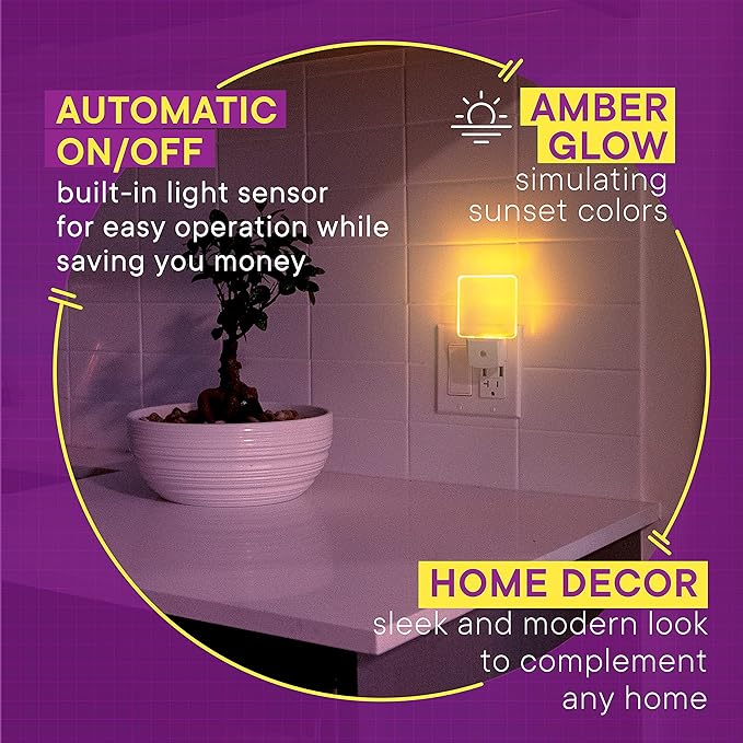 2-Pack Automatic Adults & Kids Night Lights Plug into Wall I Cozy Home Decor