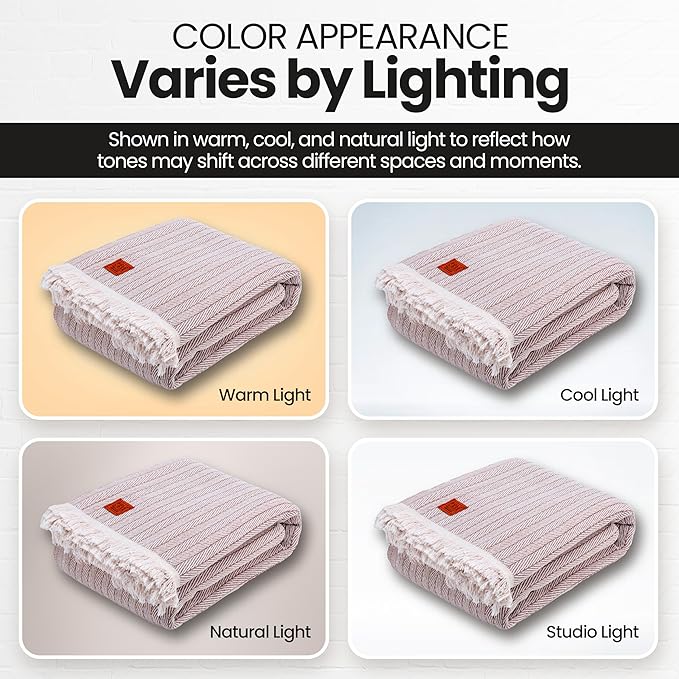 Gold Case Throw Blanket for Bed - 100% Recycled Turkish Cotton Blanket - Vintage Lightweight Soft Throw Blankets for Bed & Living Room - Twin Size Cozy Blankets - 71x90 - Beige
