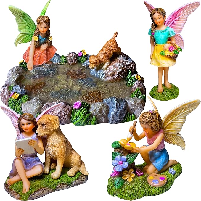 Mood Lab Fairy Garden Miniature Pond Kit - Figurines & Accessories Set of 5 pcs - Outdoor or House Decor