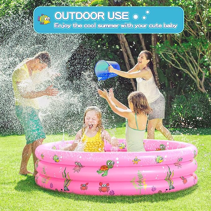 Garden Round Inflatable Baby Swimming Pool, Portable Inflatable Child/Children Little Pump Pool,Kiddie Paddling Pool Indoor&Outdoor Toddler Water Game Play Center for Kids/Girl/Boy