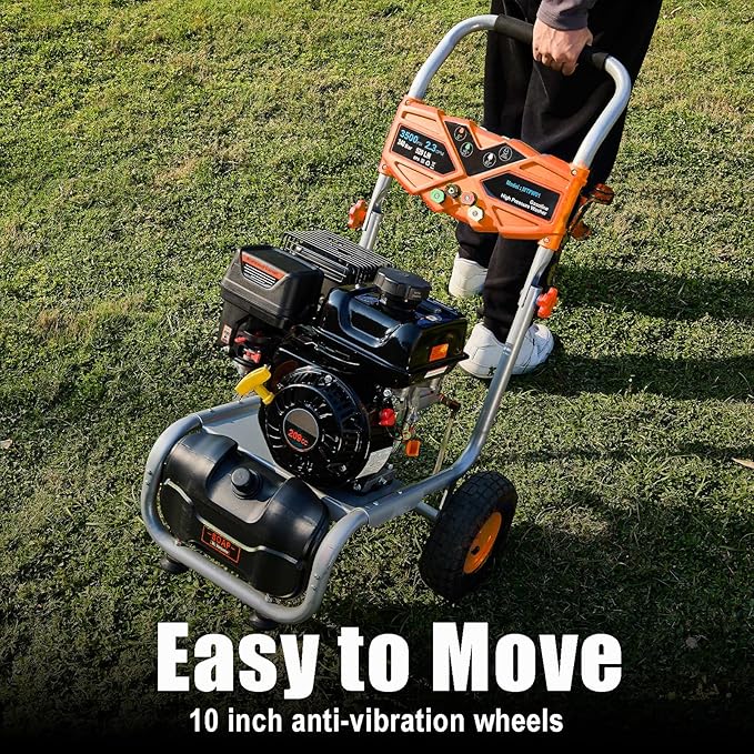 Gas Pressure Washer 3500 PSI, 2.3 GPM Heavy Duty High Power Washer,209CC 7HP Engine with 25Ft Pressure Hose, Axial Aluminum Pump, Soap Tank, Spray Gun and Wand, 4 Quick Connect Nozzle (Orange)