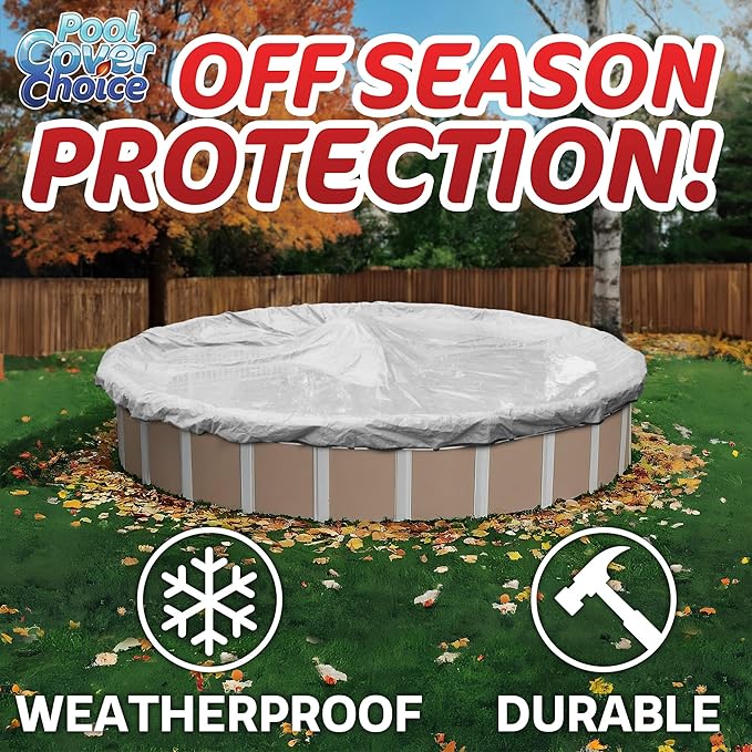 Winter Swimming Pool Cover for 15 ft Aboveground Round Pool Size, Value Plus Choice Series, Solid Material, Color - Evergreen, Pool Cover Choice 3215-4CHOICE