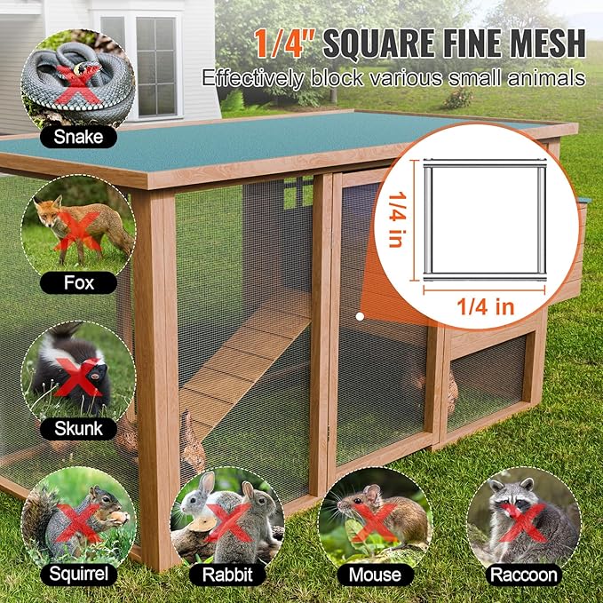 VEVOR Hardware Cloth, 1/4 inch 48in x 50 ft 23 Gauge, Hot Dipped Galvanized Wire Mesh Roll, Chicken Wire Fencing, Wire Mesh for Rabbit Cages, Garden, Small Rodents