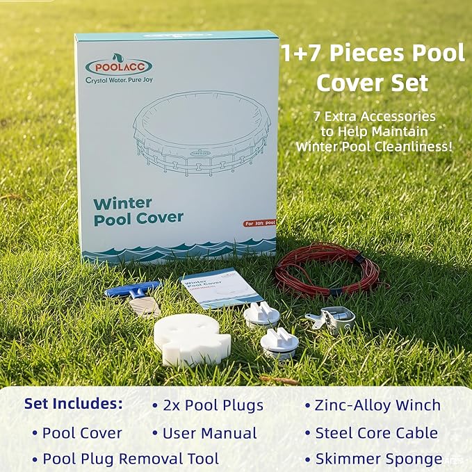 Pool Covers for Above Ground Pools - 30 ft Round Winter Pool Cover, Extra Durable Cold- and UV-Resistant Heavy-Duty Swimming Pool Cover for Winterizing