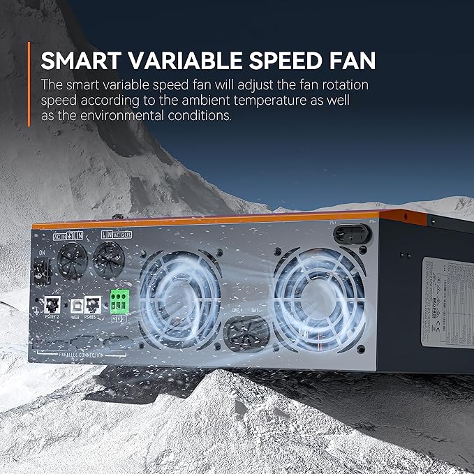 PowMr Solar Inverter 3200W 24VDC to 110VAC, 3.2KW Pure Sine Wave Inverter Bulit-in 60A MPPT Controller and with 40A AC Charger, Max.PV Input 1600W 108V, fit for Lead-Acid and Lithium Battery
