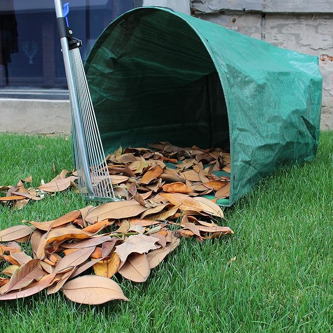 Gardzen 2-Pack 53 Gallon Dustpan-Type Yard Waste Bags, Reusable Heavy Duty Collapsible Garden Leaf Bags, Leaf Collector for Leaves, Lawn Debris & Grass Clippings