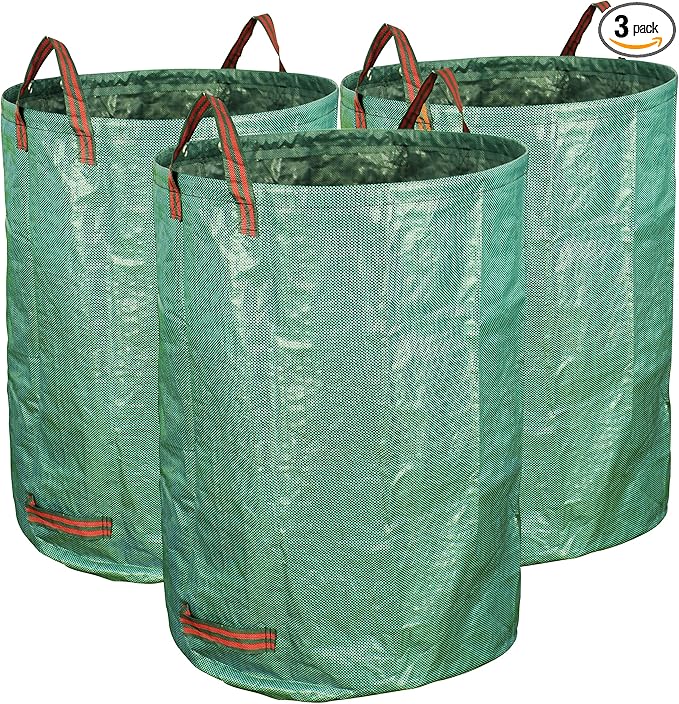 Gardzen 3-Pack 40 Gallon Yard Waste Bags - Reuseable Heavy Duty Gardening Bags, Lawn Pool Garden Leaf Waste Bag